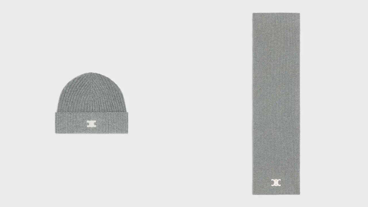 傳統羊絨Triomphe針織帽2萬500元、圍巾2萬9500元。品牌提供