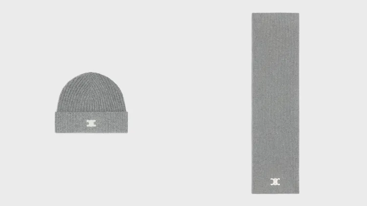 傳統羊絨Triomphe針織帽2萬500元、圍巾2萬9500元。品牌提供