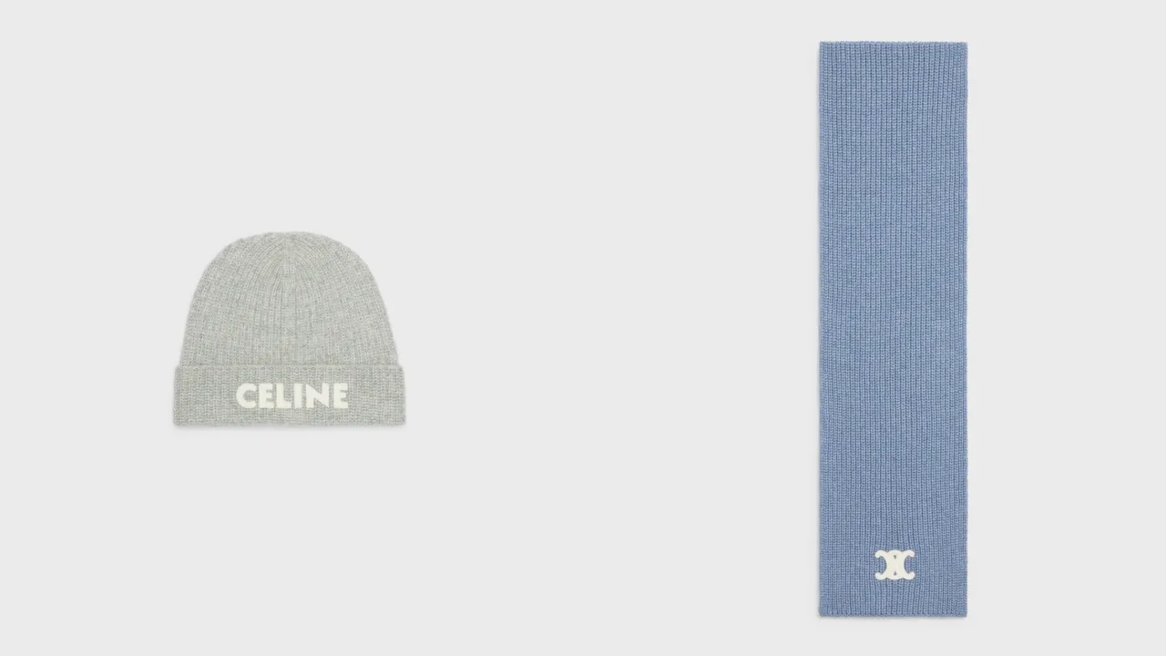 羅紋羊毛針織帽1萬4500元、羅紋羊絨羊毛混紡Triomphe圍巾2萬8000元。品牌提供