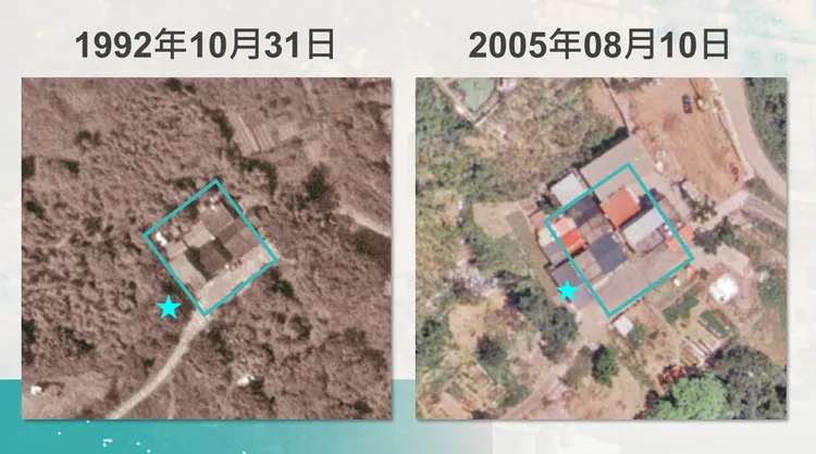星號處為賴清德老家位址，空照圖對照。黃國昌提供