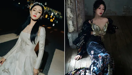 迪麗熱巴紅毯在逃公主裝!強碰宿敵楊紫暗黑蝴蝶服