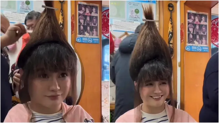 照片原PO曝光了聖誕樹正妹在梳化時的側拍照說，她眼睛超像千千，重點是連眼睛下面的痣都一樣。翻攝自臉書「Susan Huang」