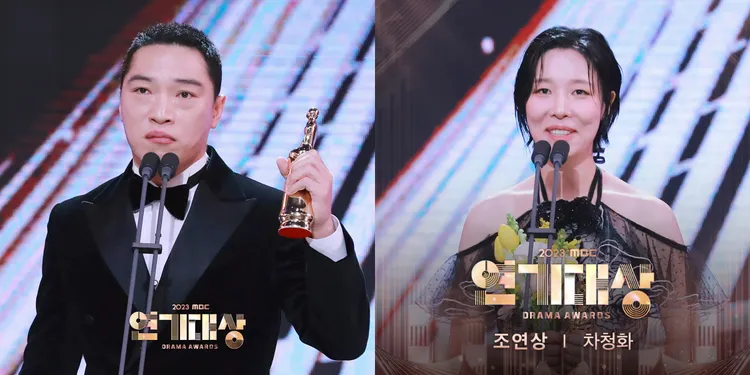 《戀人》崔伶禑（左圖）、《木偶的季節》車清華得到男女配角獎。翻攝MBC