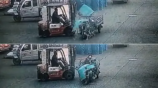 驚悚片|堆高機「牙叉攔路」直直戳 駕駛閃不及猛撞昏迷