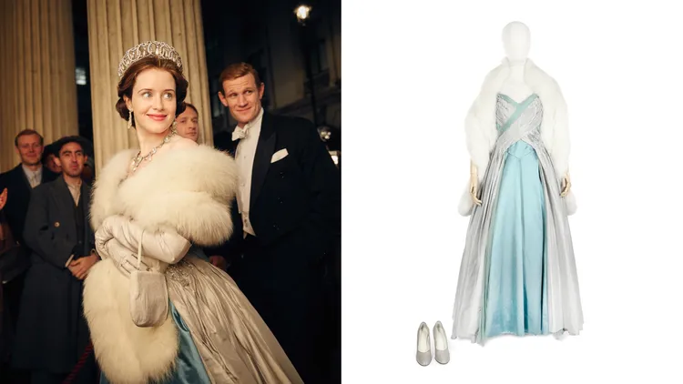 英女王身著之舞會長裙連珍珠配飾，估價約5000至7000元英磅（約197萬至276萬元台幣）。邦瀚斯提供