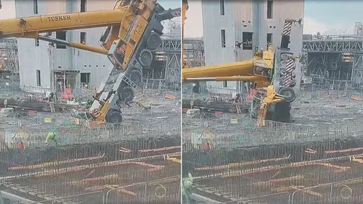 驚悚片|沒吊東西 200噸吊車卻前傾栽了