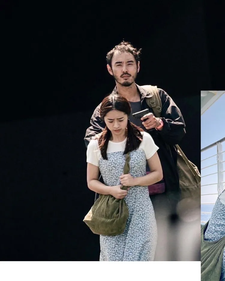 許莉廷（前）在《周處除三害》被男主角阮經天挾持。翻攝許莉廷臉書
