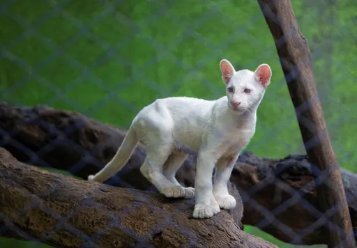 通體雪白「神的禮物」!白化美洲獅寶寶亮相 全球僅4隻