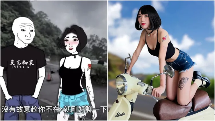 黃捷(右)巧扮《山道猴子》超商妹(左圖)，引起網友熱議。翻攝自黃捷臉書、YT頻道Eric Duan