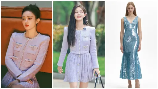赵丽颖、李一桐撞衫比谁娇　self-portrait冰蓝美人鱼装迎圣诞