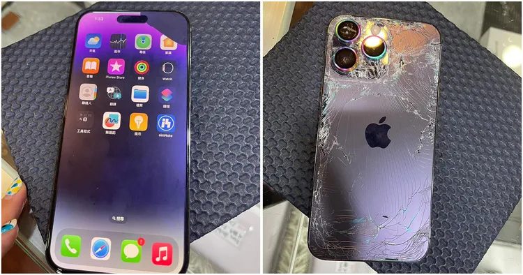 新竹一名從事手機維修行業的網友，日前客人拿剛買1個月的新機說要退貨，但他一看到手機當場快哭了！翻攝爆料公社(官方粉專專屬)社團