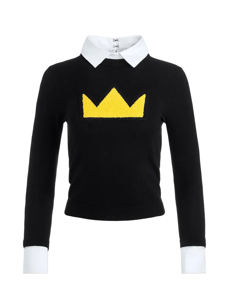 PORLA王冠活動式領口針織上衣，1萬7900元。品牌提供