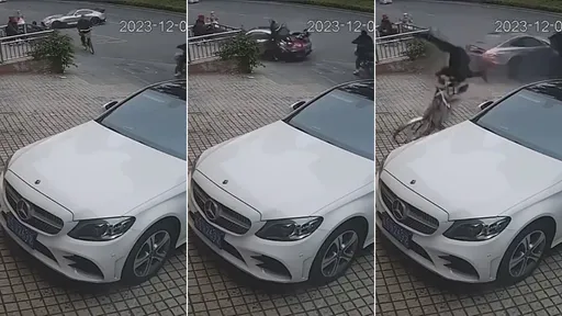 驚悚片｜賓士跑車「失控大甩尾」　單車男被砸飛斃命