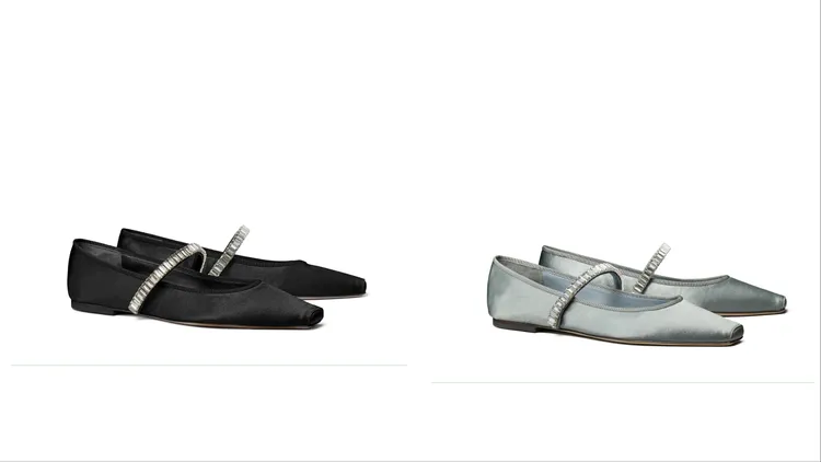 綴閃石平底鞋（黑、復古金屬色），各1萬5900元。品牌提供