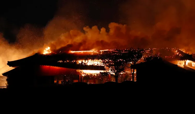 首里城曾被聯合國列為世界文化遺產，因大火付之一炬。路透社資料照片