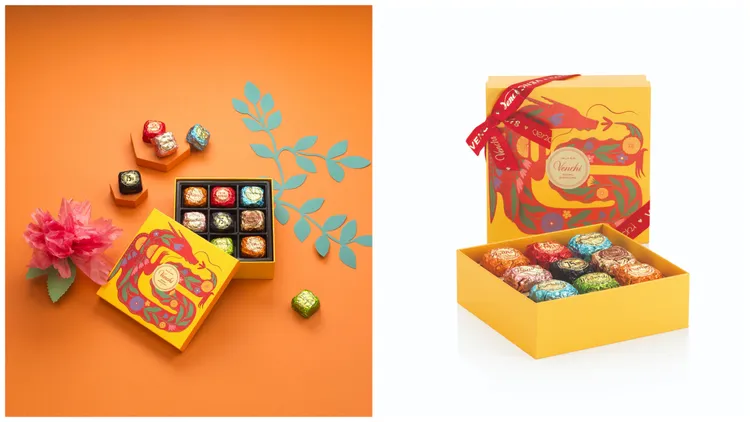 Venchi祥龍新年魚子方巧克力禮盒，1340元。品牌提供