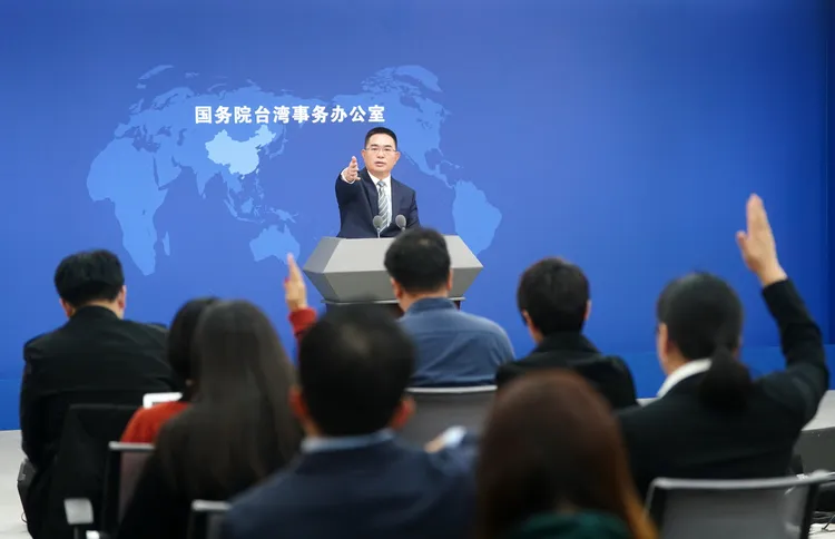 國台辦發言人陳斌華上周舉行記者會。新華社