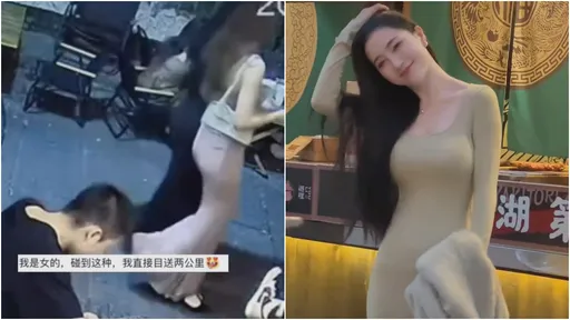 「後媽裙」曲線畢露!是男人都扛不住 哥倆好起身目送2公里