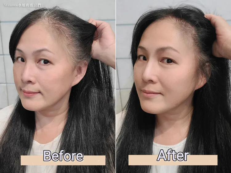美吾髮植優泡泡染可輕鬆遮蓋鬢角白髮，操作簡單免技巧。翻攝《Wenwen小姐和寶貝們》粉絲頁