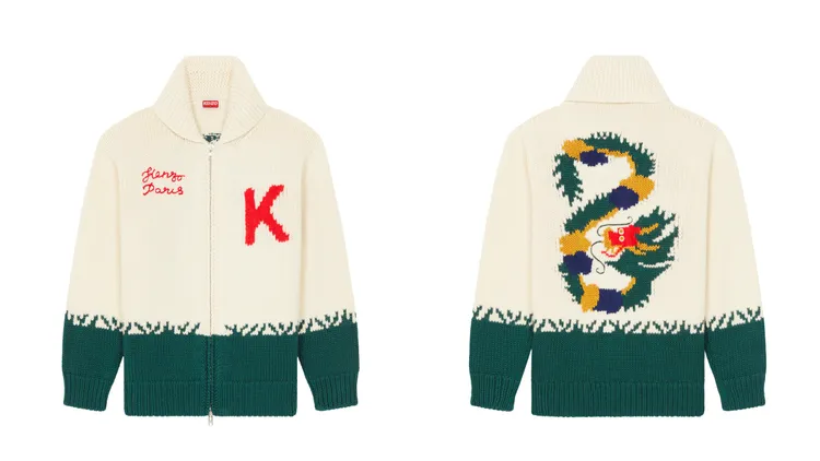 CNY限定龍繡綵云奶油白考伊琴針織外套，3萬7800元。品牌提供