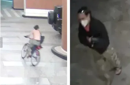 嫌犯做案前身穿黑色上衣（右圖），做案後脫掉上衣騎單車逃離現場。翻攝Honolulu Police Department