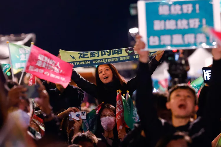民進黨支持者慶祝賴清德勝選。路透社