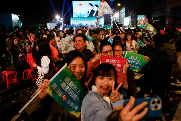 民進黨支持者慶祝賴清德勝選。路透社