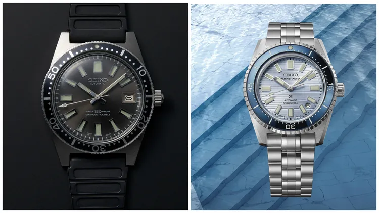 1965年首只國產潛水錶62MAS（左）與新推出的現代詮釋款SJE099J1（右）。品牌提供