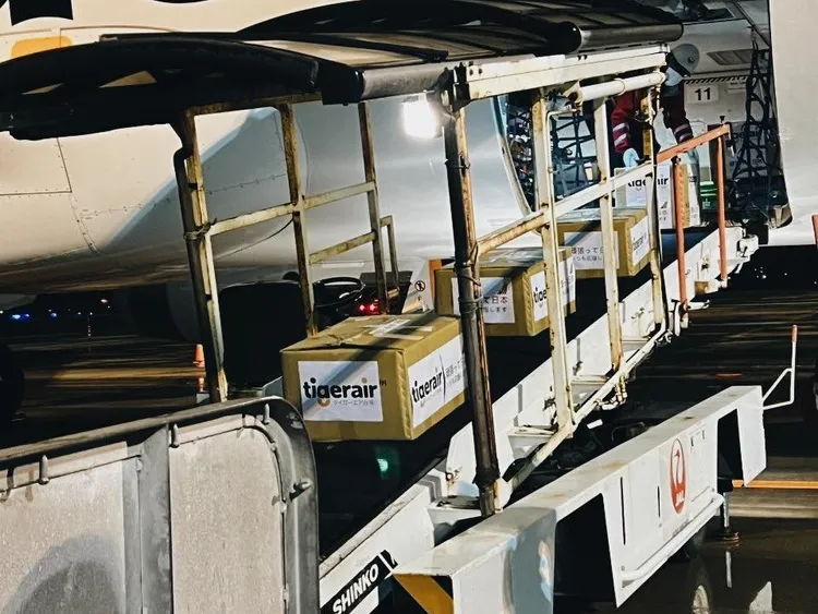 台灣虎航送物資到日本。翻攝臉書@台灣虎航