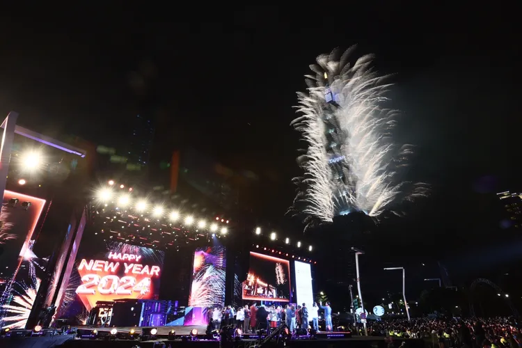 台北101跨年煙火。彭欣偉攝