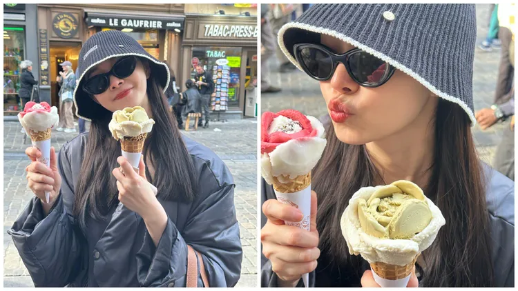 宋軼戴的GANNI針織漁夫帽超顯臉小。翻攝宋軼微博