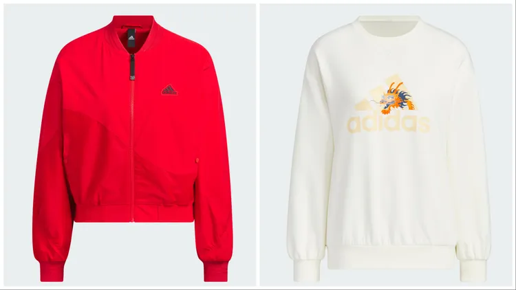 防潑水飛行外套（左）3,290元、圓領上衣（右）2090元。品牌提供