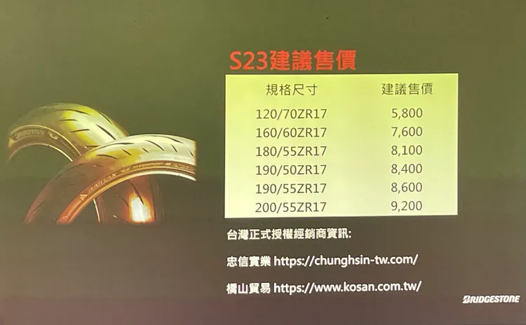 BATTLAX HYPERSPORT S23產品售價表。林浩昇攝