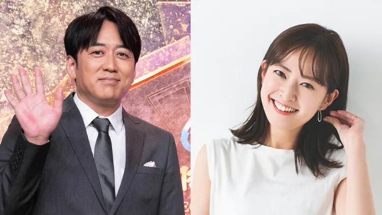 主播安住紳一郎（左）宣布和已引退的西島圓結婚。翻攝《報知新聞》、日本yahoo