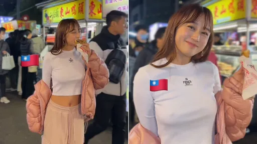 H奶櫻花妹「激凸迺夜市」 抖乳配國旗!愛上台灣這小吃