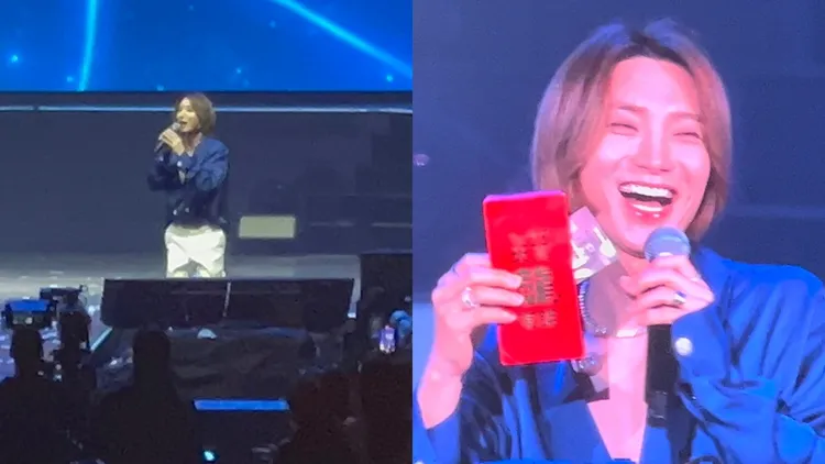 利特向粉絲行大禮，收到紅包後退還。讀者提供