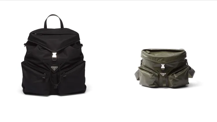 Re-Nylon後背包（左圖）11萬5000元、 Soft Lux皮革肩背包（右圖）11萬元。品牌提供