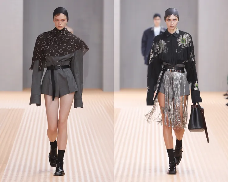 PRADA 2024春夏系列中有看似被剪碎破壞的印花上衣。品牌提供