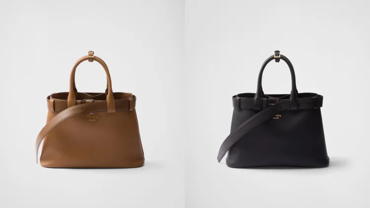 PRADA Buckle皮革手袋，各17萬元。翻攝品牌官網