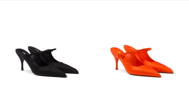 綢緞露踭高跟鞋，3萬9500元。品牌提供