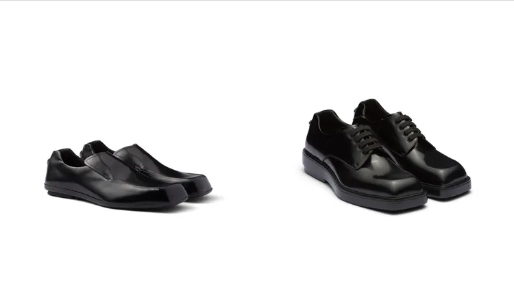 Spazzolato皮革便鞋（左圖）4萬1000元、 Spazzolato皮革綁帶鞋（右圖）4萬1000元。品牌提供 