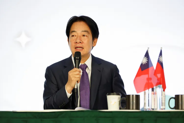 民進黨總統候選人賴清德今天召開國際記者會。路透社