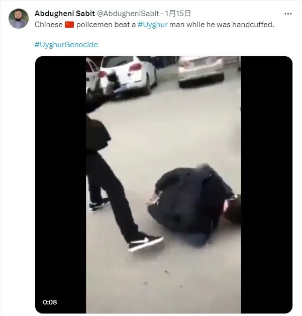 薩比提發文指此為中國公安。翻攝X@AbdugheniSabit
