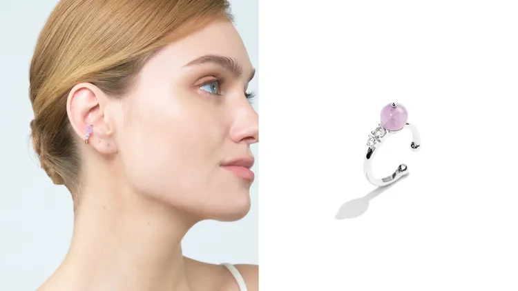 輕奢紫鋰輝石耳扣，3300元。品牌提供