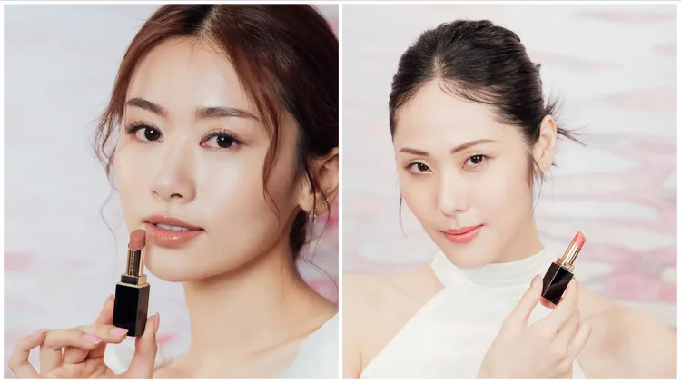 Model示範晶采潤艷唇膏#01（左圖）、#02（右圖）。品牌提供