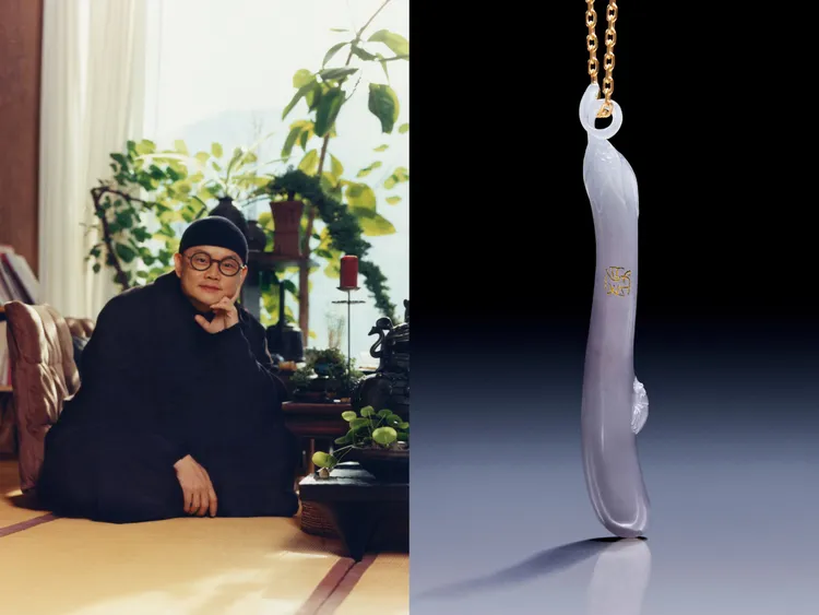 邱啟敬創作的淺紫色茄子玉雕吊墜。品牌提供