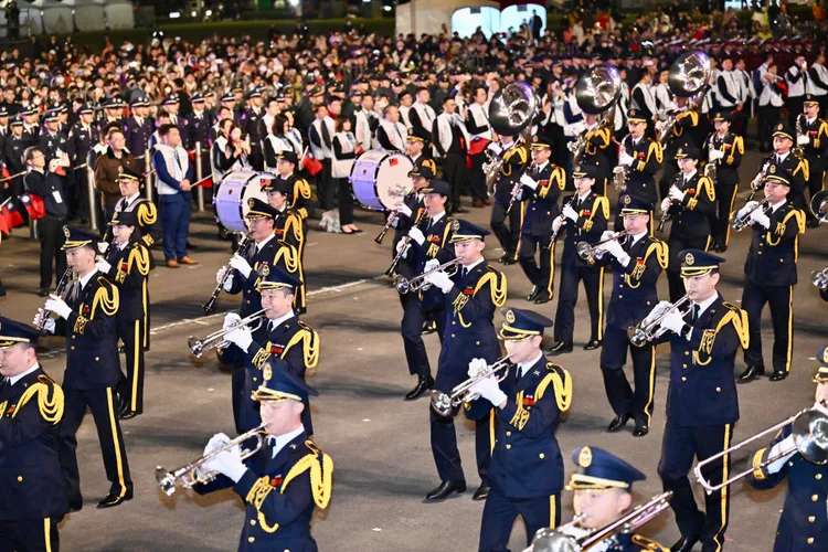 三軍樂儀隊表演。北市攝影記者聯誼會提供