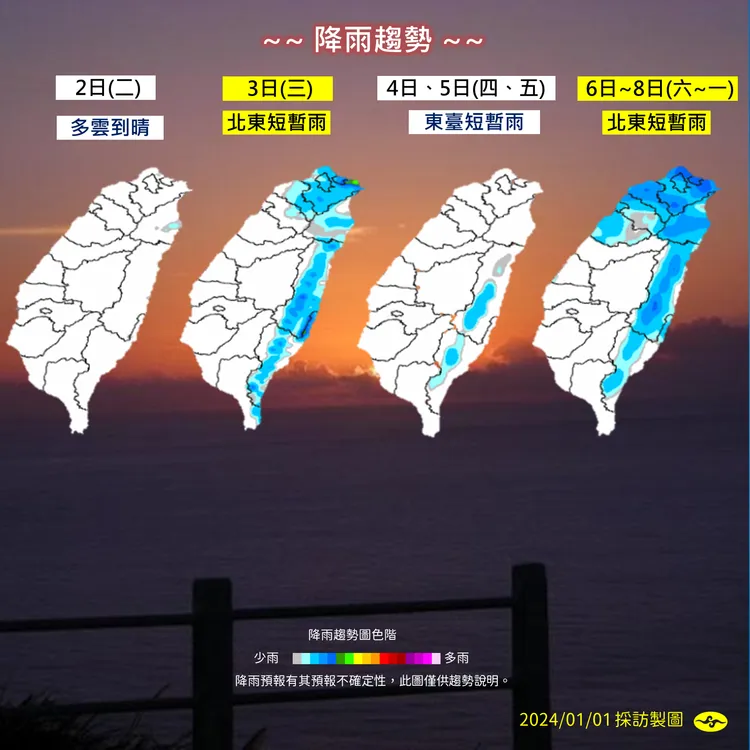 降雨趨勢。氣象署提供