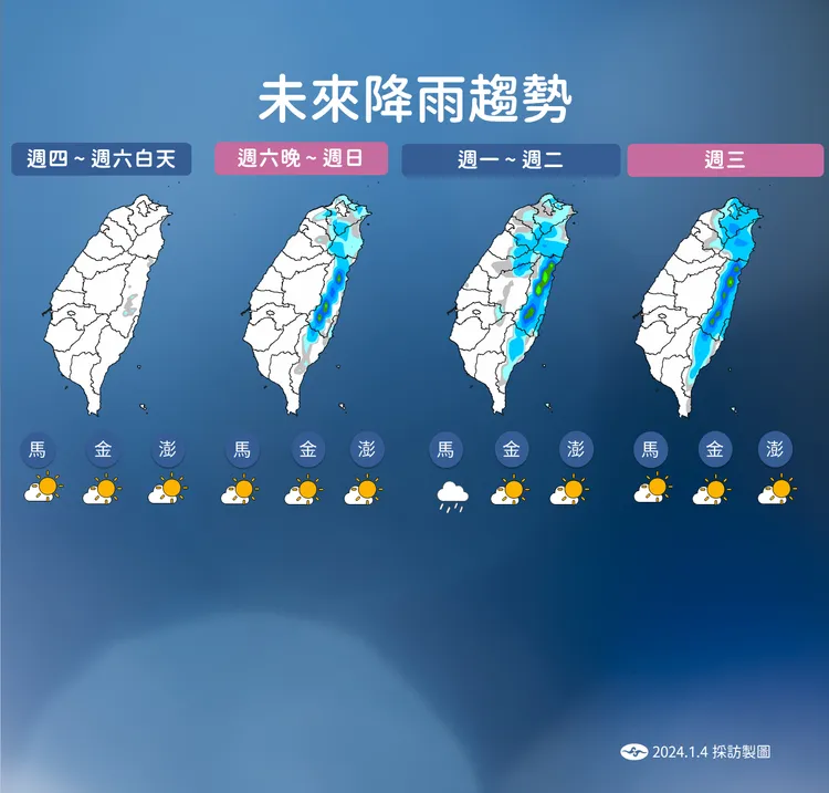 降雨趨勢。氣象暑提供