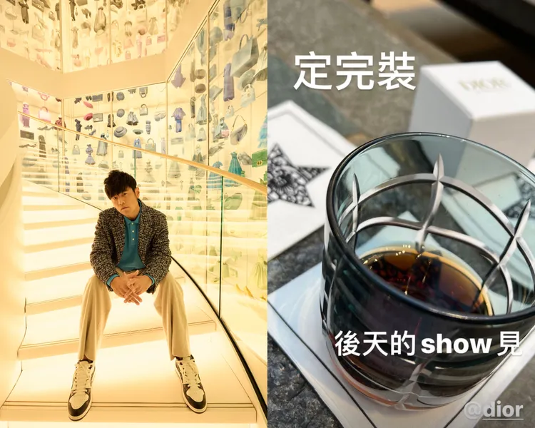 周杰倫預告將會現身DIOR巴黎男裝周大秀。左圖品牌提供、右圖翻攝周杰倫IG